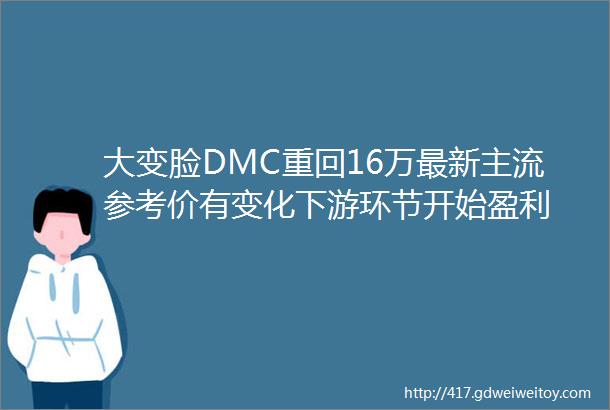 大变脸DMC重回16万最新主流参考价有变化下游环节开始盈利